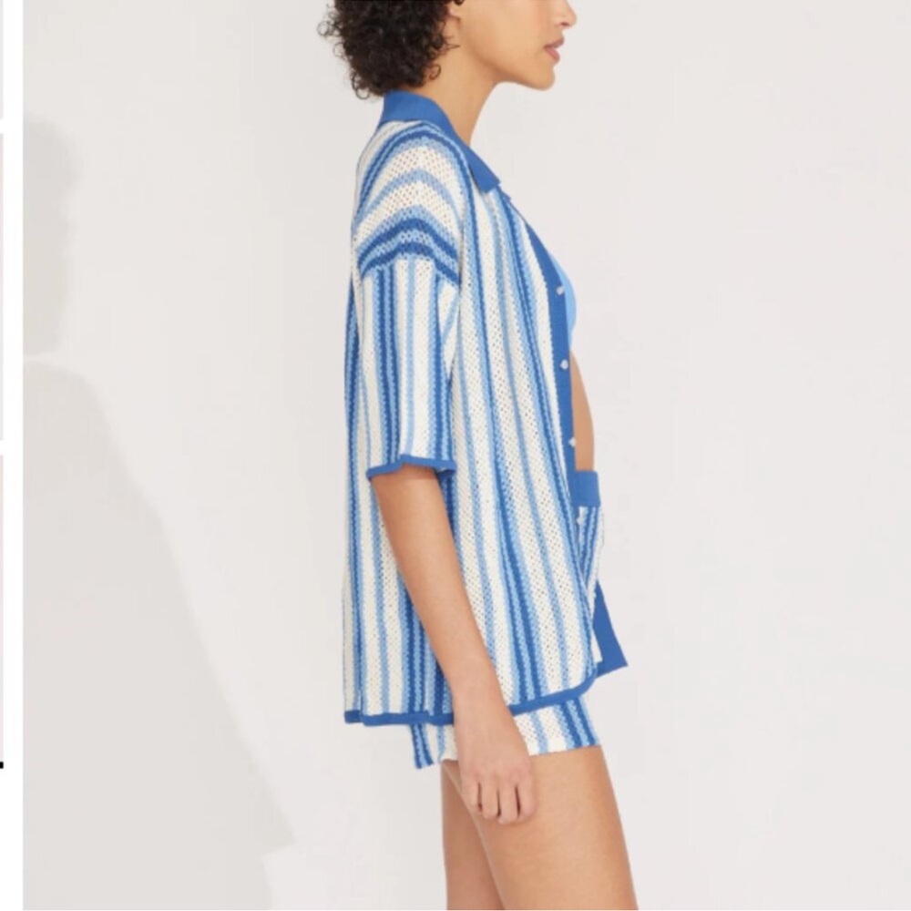 SOLID & STRIPED Blue and White Striped Knit Top, Size M, EUC - Picture 3 of 7